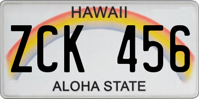 HI license plate ZCK456