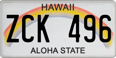 HI license plate ZCK496