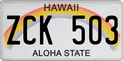 HI license plate ZCK503