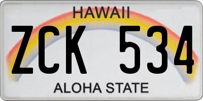 HI license plate ZCK534