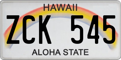 HI license plate ZCK545