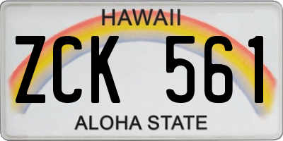 HI license plate ZCK561