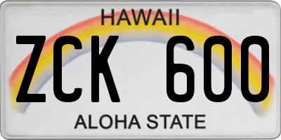 HI license plate ZCK600