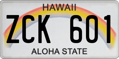 HI license plate ZCK601