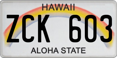 HI license plate ZCK603