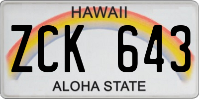 HI license plate ZCK643