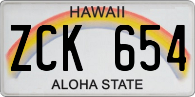 HI license plate ZCK654