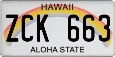 HI license plate ZCK663