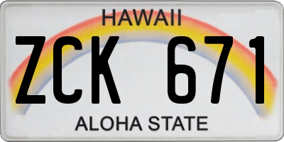 HI license plate ZCK671