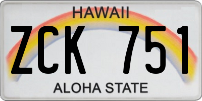 HI license plate ZCK751
