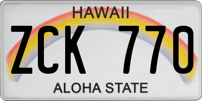 HI license plate ZCK770