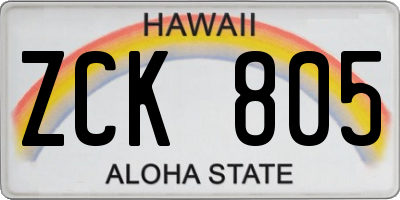 HI license plate ZCK805