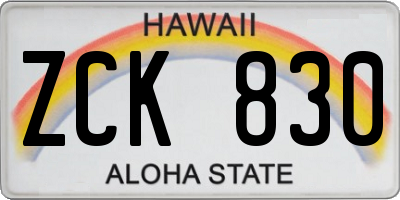 HI license plate ZCK830
