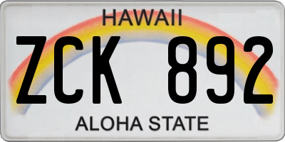 HI license plate ZCK892