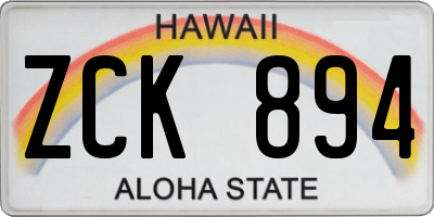 HI license plate ZCK894