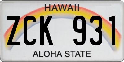 HI license plate ZCK931