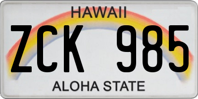 HI license plate ZCK985