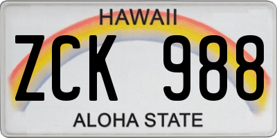 HI license plate ZCK988