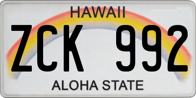 HI license plate ZCK992
