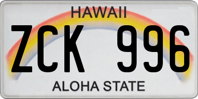 HI license plate ZCK996