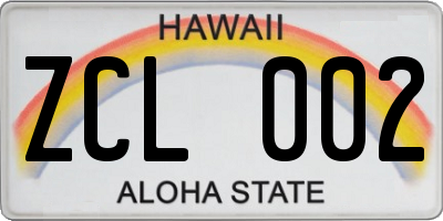 HI license plate ZCL002