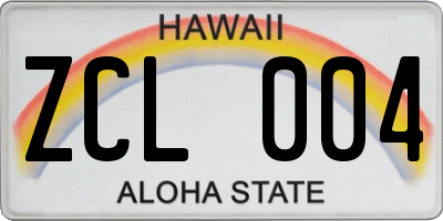 HI license plate ZCL004