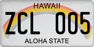 HI license plate ZCL005