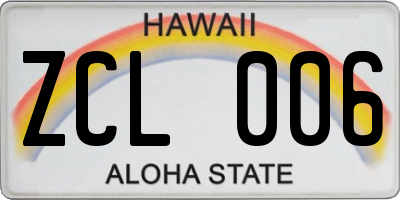 HI license plate ZCL006