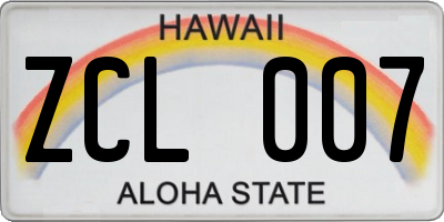 HI license plate ZCL007