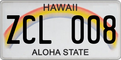 HI license plate ZCL008