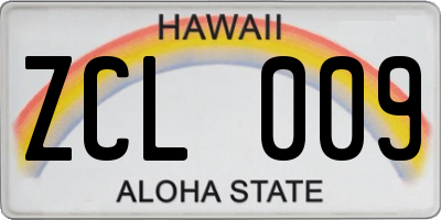 HI license plate ZCL009