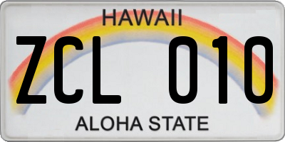 HI license plate ZCL010
