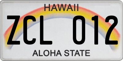 HI license plate ZCL012