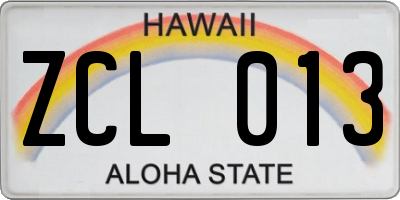 HI license plate ZCL013