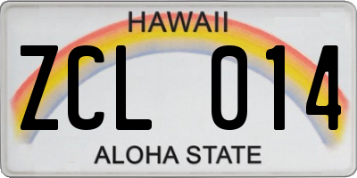 HI license plate ZCL014