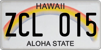 HI license plate ZCL015