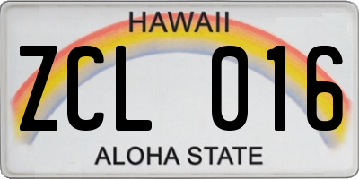 HI license plate ZCL016