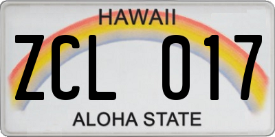 HI license plate ZCL017