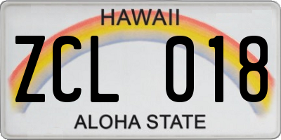 HI license plate ZCL018