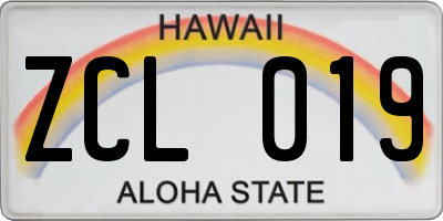 HI license plate ZCL019