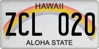 HI license plate ZCL020