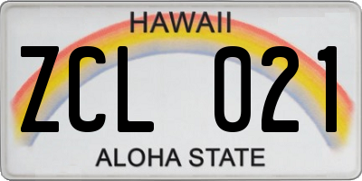 HI license plate ZCL021