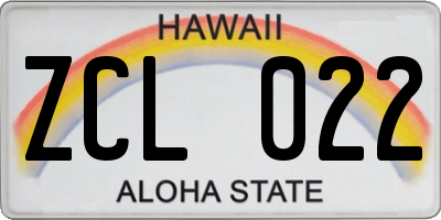 HI license plate ZCL022