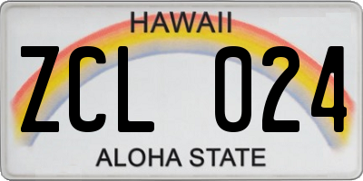 HI license plate ZCL024