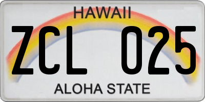 HI license plate ZCL025