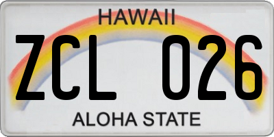 HI license plate ZCL026