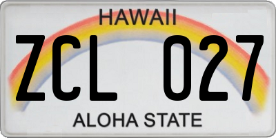 HI license plate ZCL027