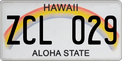 HI license plate ZCL029
