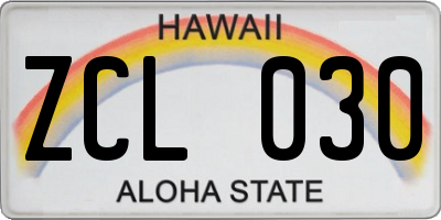 HI license plate ZCL030