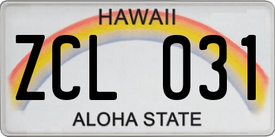 HI license plate ZCL031
